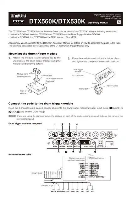 yamaha雅马哈DTX560K_530K Assembly Manual